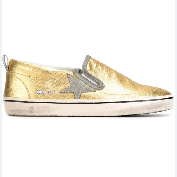 Golden Goose Shoes - Golden Goose Women's Hanami Gold Metallic Leather Slip-On Sneakers Size 38